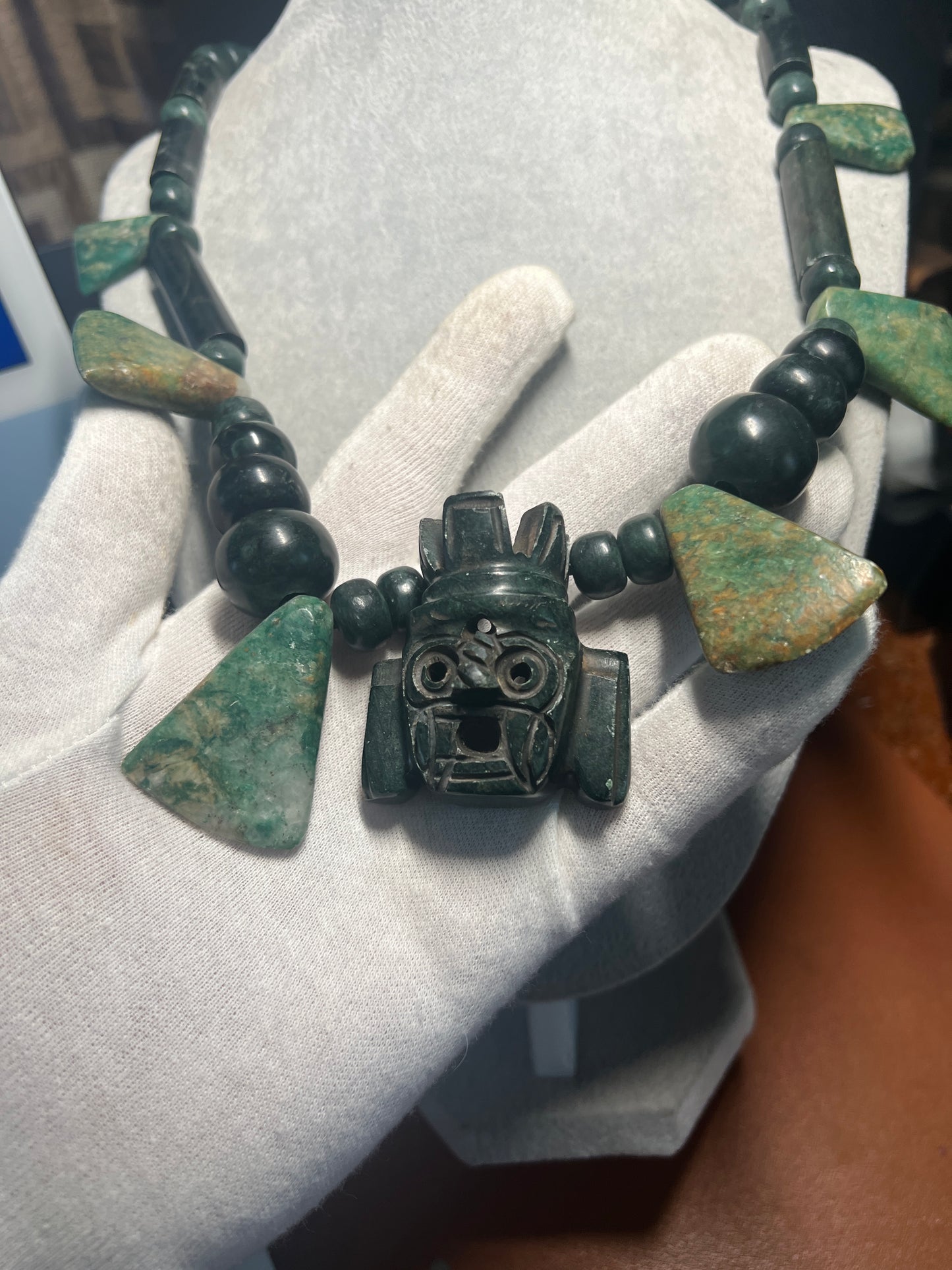 Tlaloc Aztec Rain God Necklace Pendant Guatemalan Jade, Mexica, Indigenous, Azteca, Mexican (#13)