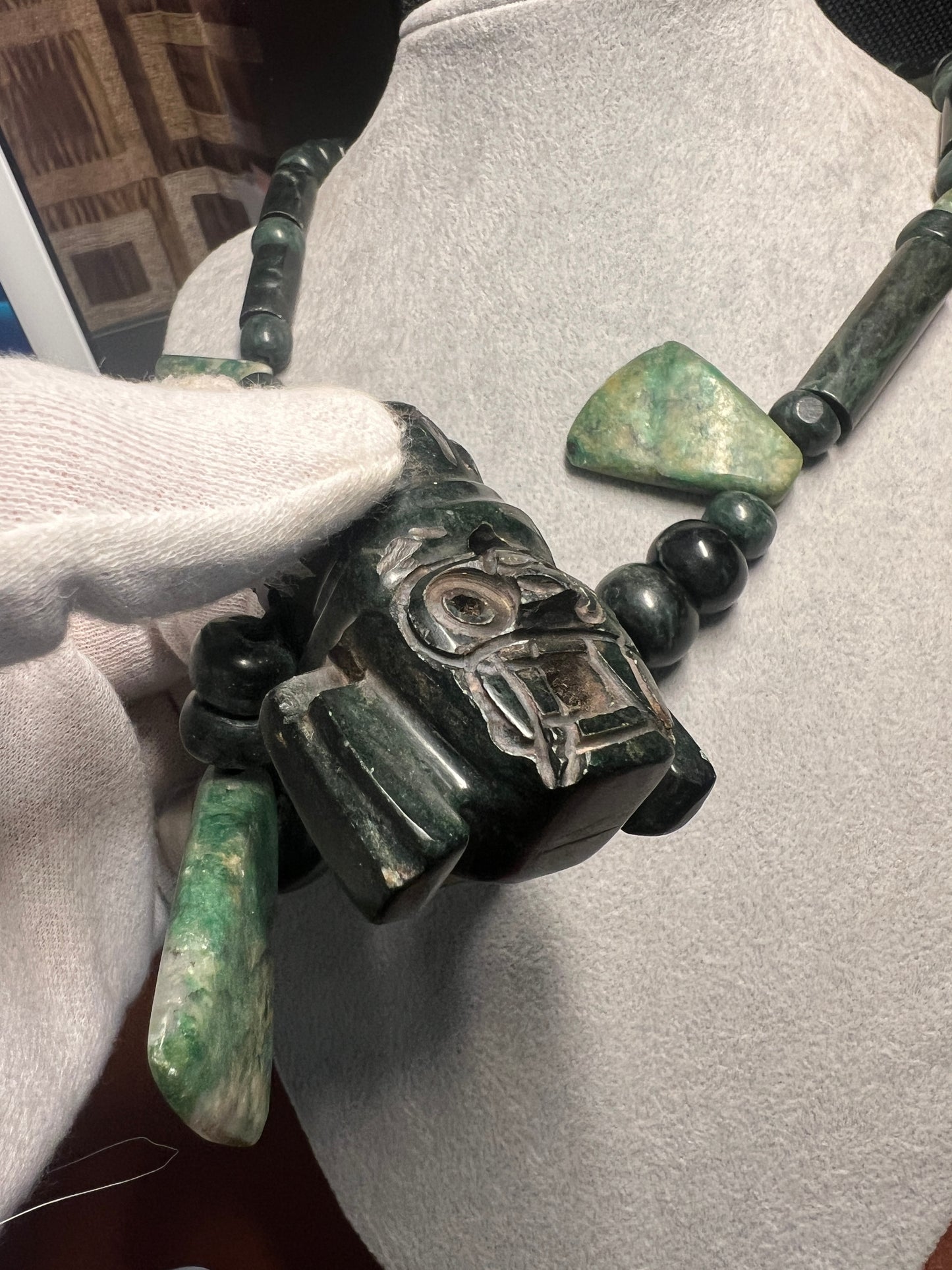 Tlaloc Aztec Rain God Necklace Pendant Guatemalan Jade, Mexica, Indigenous, Azteca, Mexican (#13)