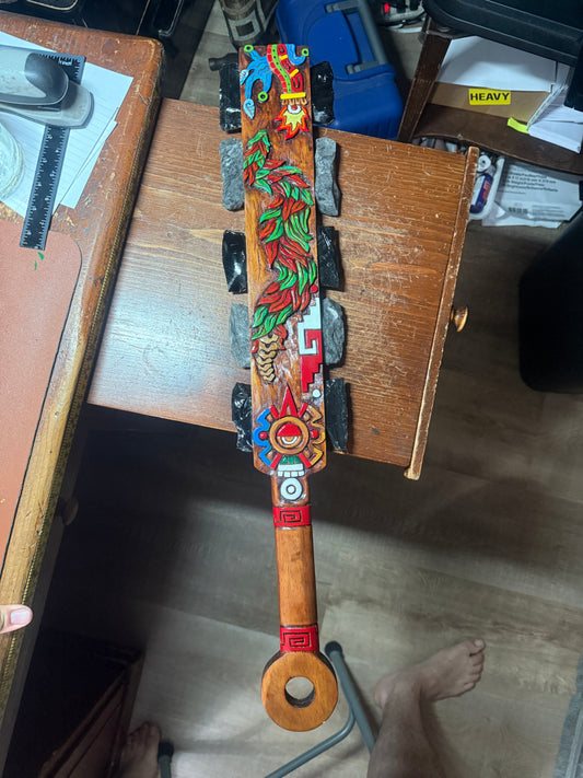 Alt Tlachinoli Ollin Quetzalcoatl Aztec Macuahuitl Mexican Warrior Sword War Club