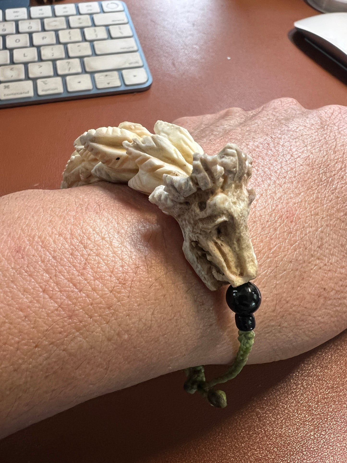 Quetzalcoatl Kukulkan Bracelet, Azteca, Mayan, Mexican, Deer Antler, Mexica (W)