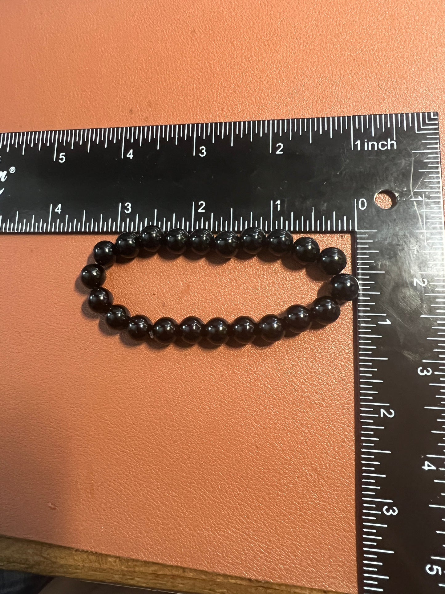 Black Obsidian Bracelet Women Girl Handmade Natural Stone Mexican Aztec 7" (#20)