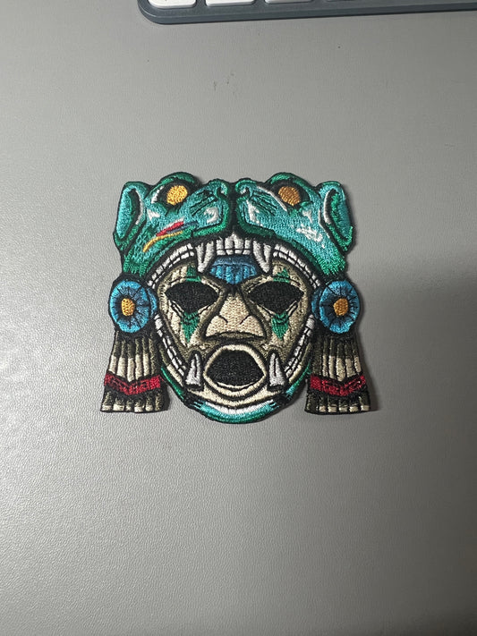Aztec or Mayan Jaguar Warrior Patch, 3", Jaguar, Colorful, embroidered patches, Iron On (#23)