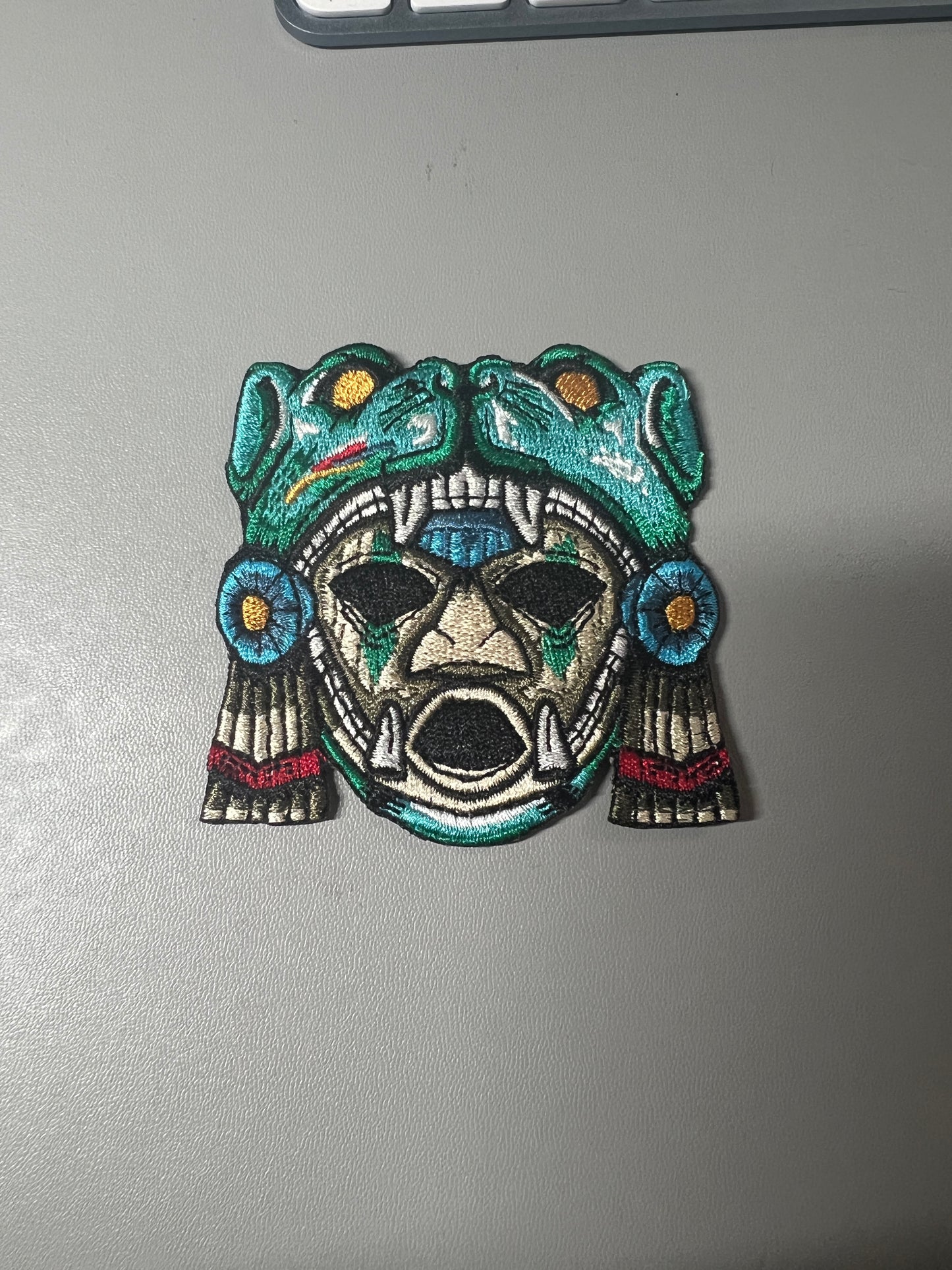 Aztec or Mayan Jaguar Warrior Patch, 3", Jaguar, Colorful, embroidered patches, Iron On (#23)