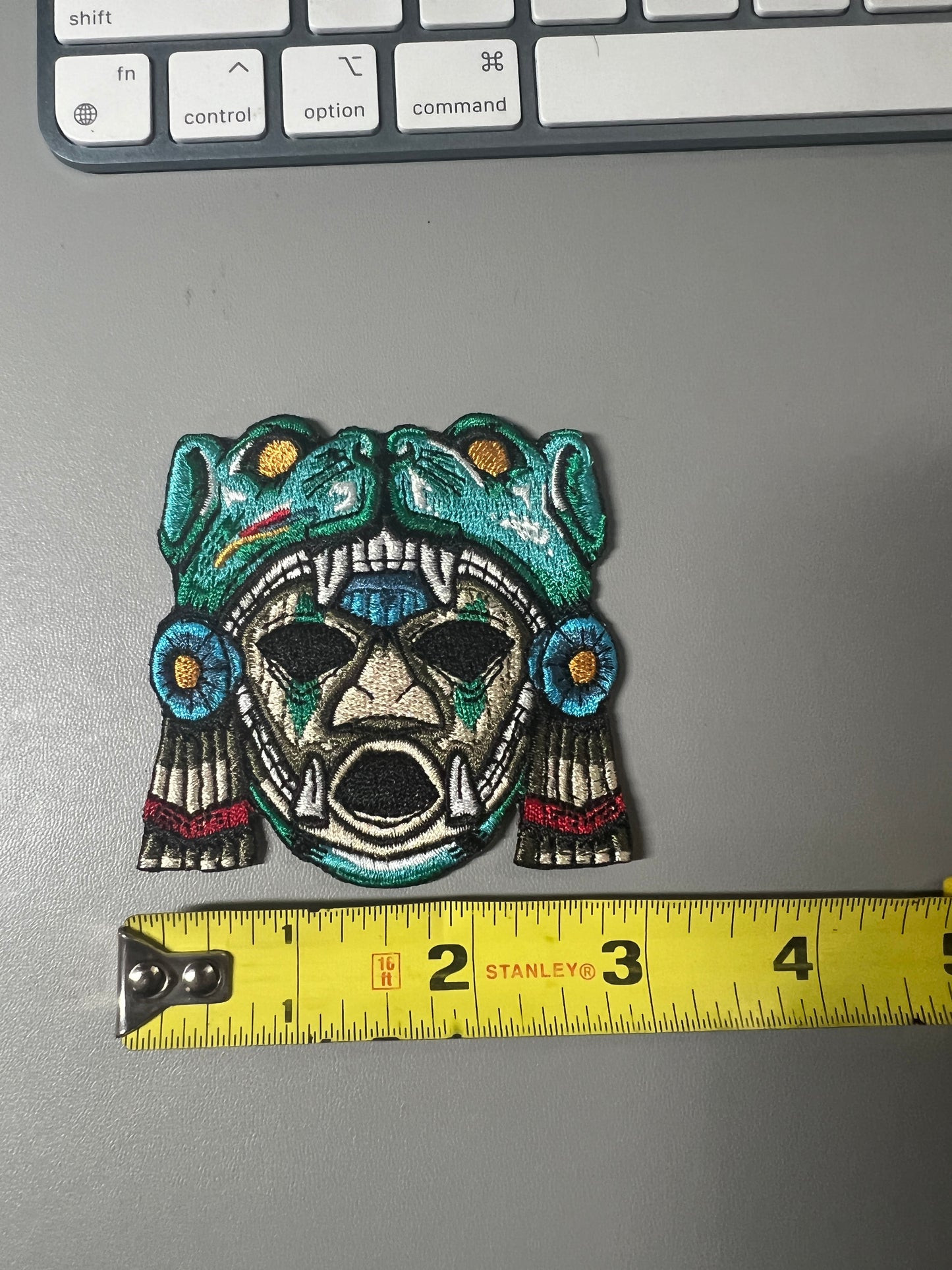 Aztec or Mayan Jaguar Warrior Patch, 3", Jaguar, Colorful, embroidered patches, Iron On (#23)