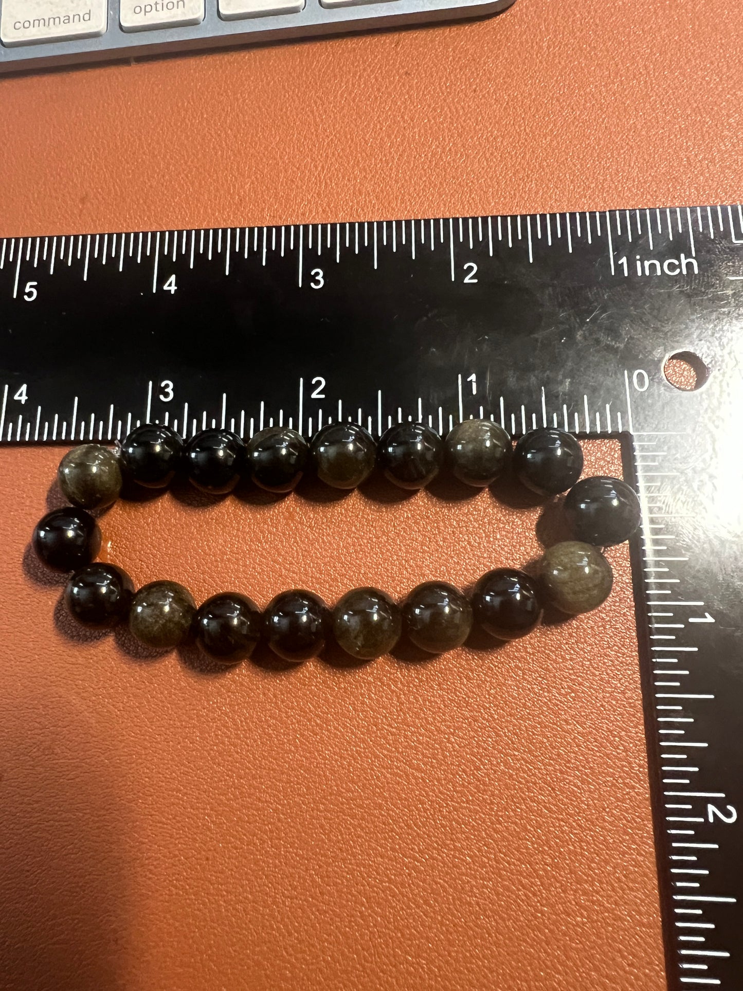 Black Gold Sheen Obsidian Bracelet Women Handmade Natural Stone Mexican Aztec 7" (#20)