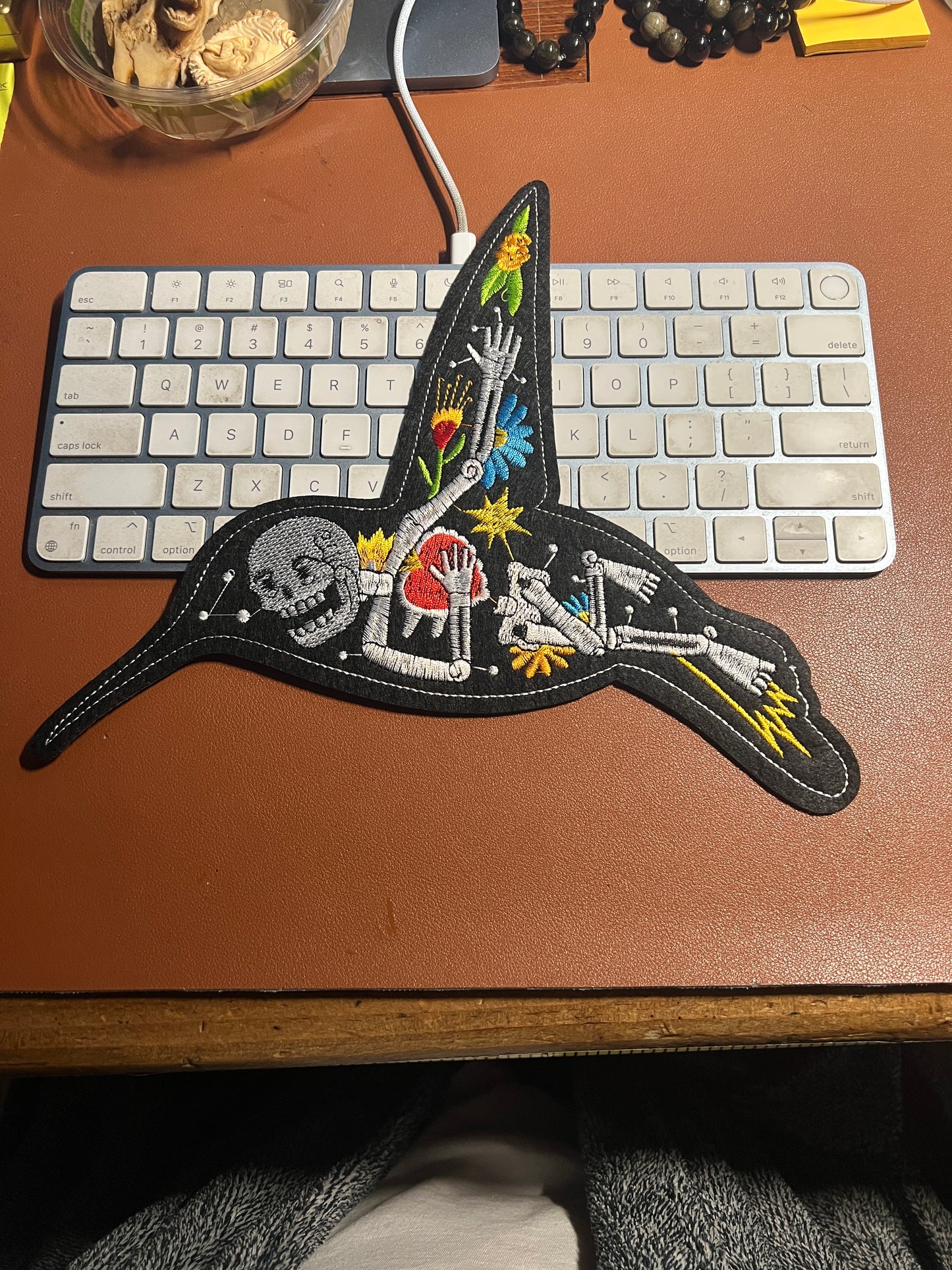 Large Hummingbird Patch, 10", Flying Skeleton,  Huitzilopochtli, (Uitzilopochtli, Xiuhpilli), Aztec #27