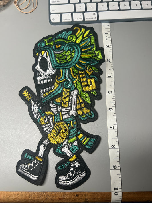 Quetzalcoatl, Kukulkan, Warrior, Large Patch, wearing high tops, 10in, Aztec, Mayan, Made in Mexico, New Vibrant Colors, Azteca, Mayan, Mexica (#21)