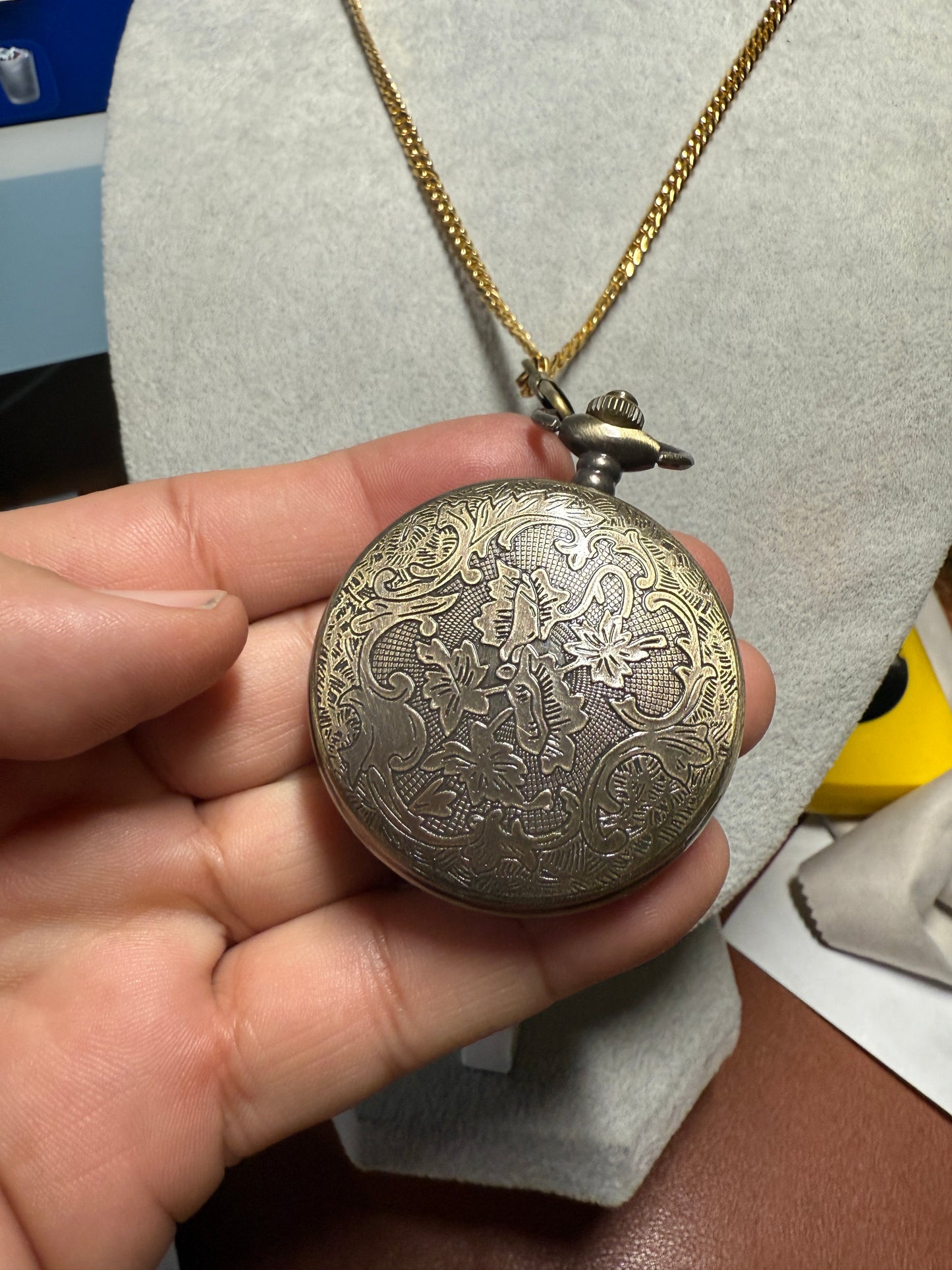 Aztec Calendar Sun Stone Pocket Watch Necklace Calendario Azteca Bronze Quartz #6