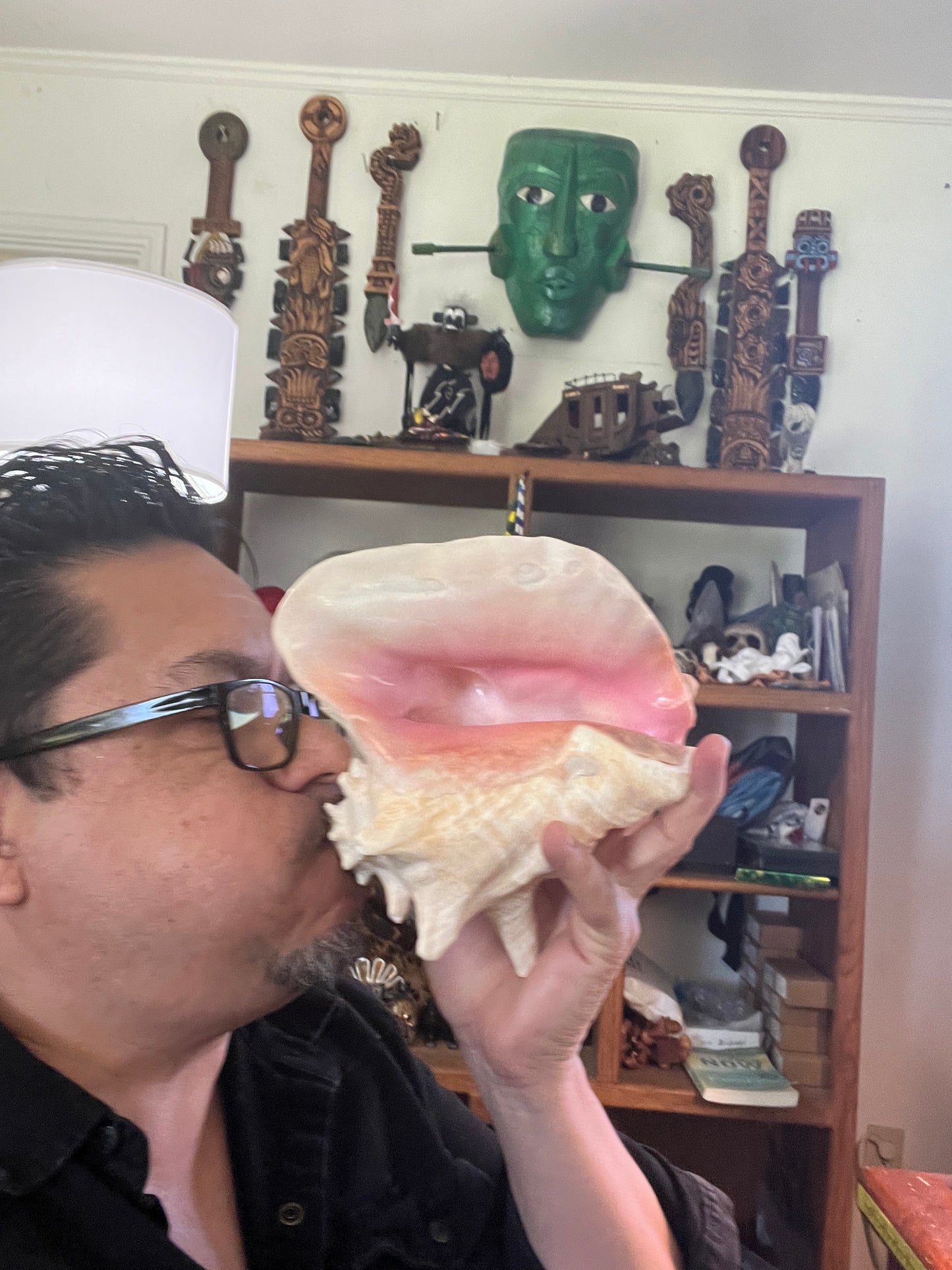 Aztec Conch Shell Trumpet, Mayan Conch Trumpet, Mexico, Mexican, Ancient, Instruments, tooled and tested, 8in.