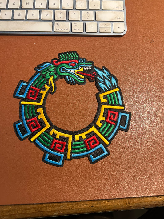 Quetzalcoatl Kukulkan Feathered Serpent Aztec God Patch, Mayan, Mexica, 6", #27