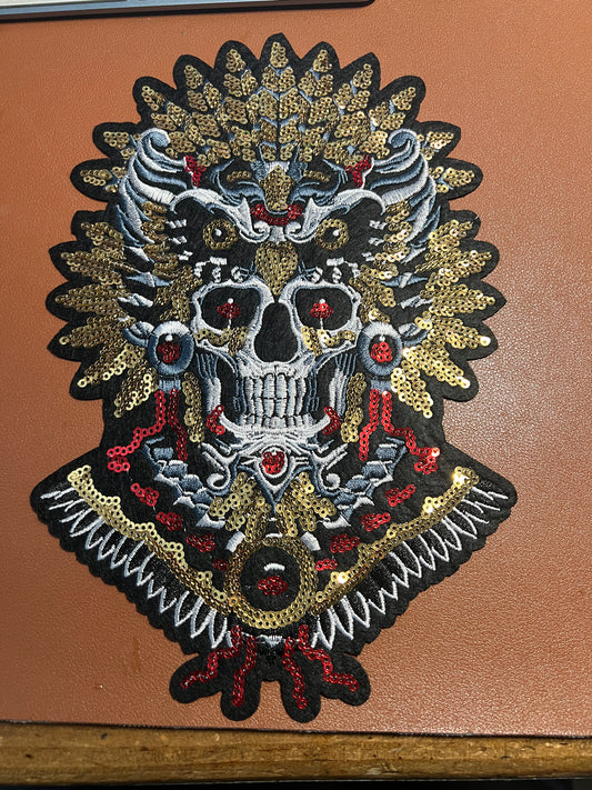 Aztec Mictlantecuhtli Dead Eagle Warrior, Patch, Embroidery Sequins (#31)