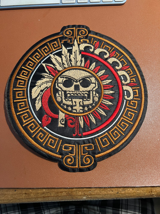 Stone of Death Mictlantecuhtli 8" Patch, Piedra de Muerte, Aztec, Mexican (#21)