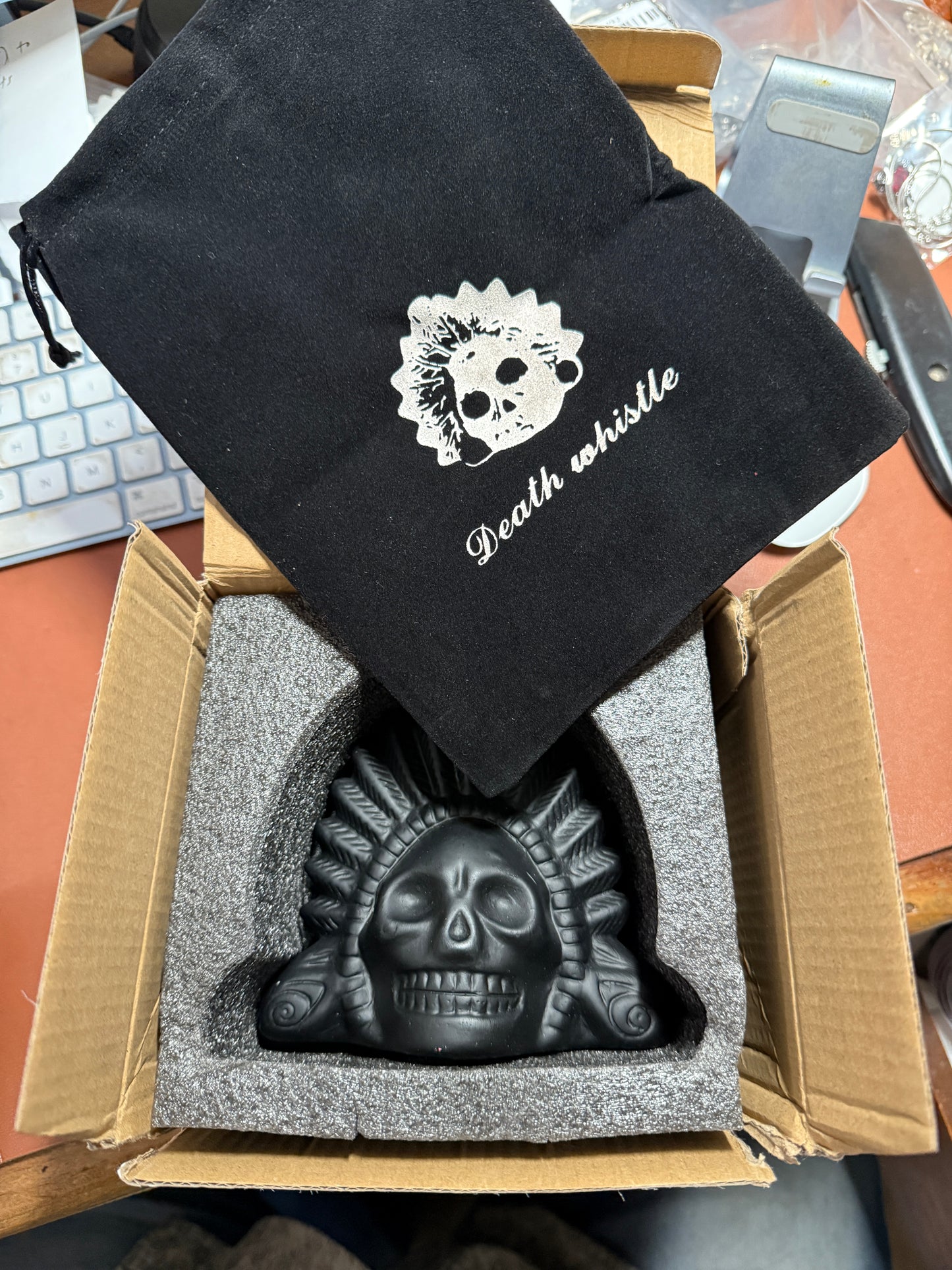 Aztec Death Whistle Black Screaming War Chief Ceremonial Sacrifice Indigenous