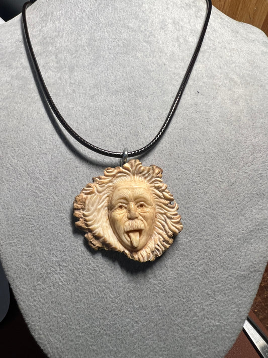 Einstein Carved in Deer Antler, Scientist, Genius, handmade Mexico by Indigenous People (H)