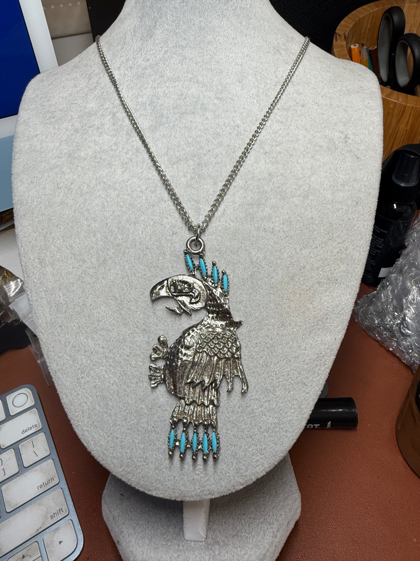 Aztec Emperor Cuauhutemoc's Eagle Pendant, 24" Necklace, Mexica, Mexico (H) (NE)