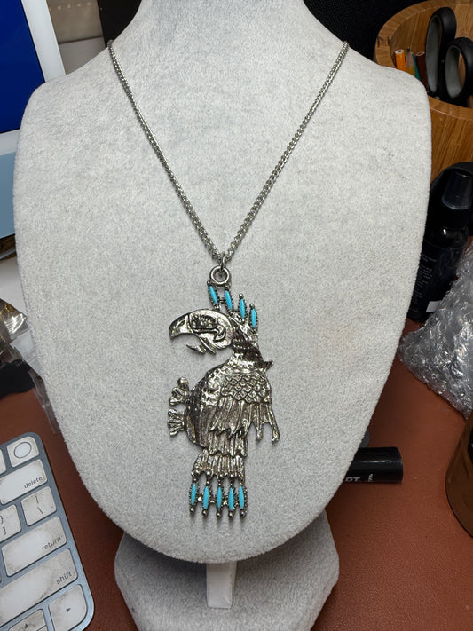 Aztec Emperor Cuauhutemoc's Eagle Pendant, 24" Necklace, Mexica, Mexico (H) (NE)