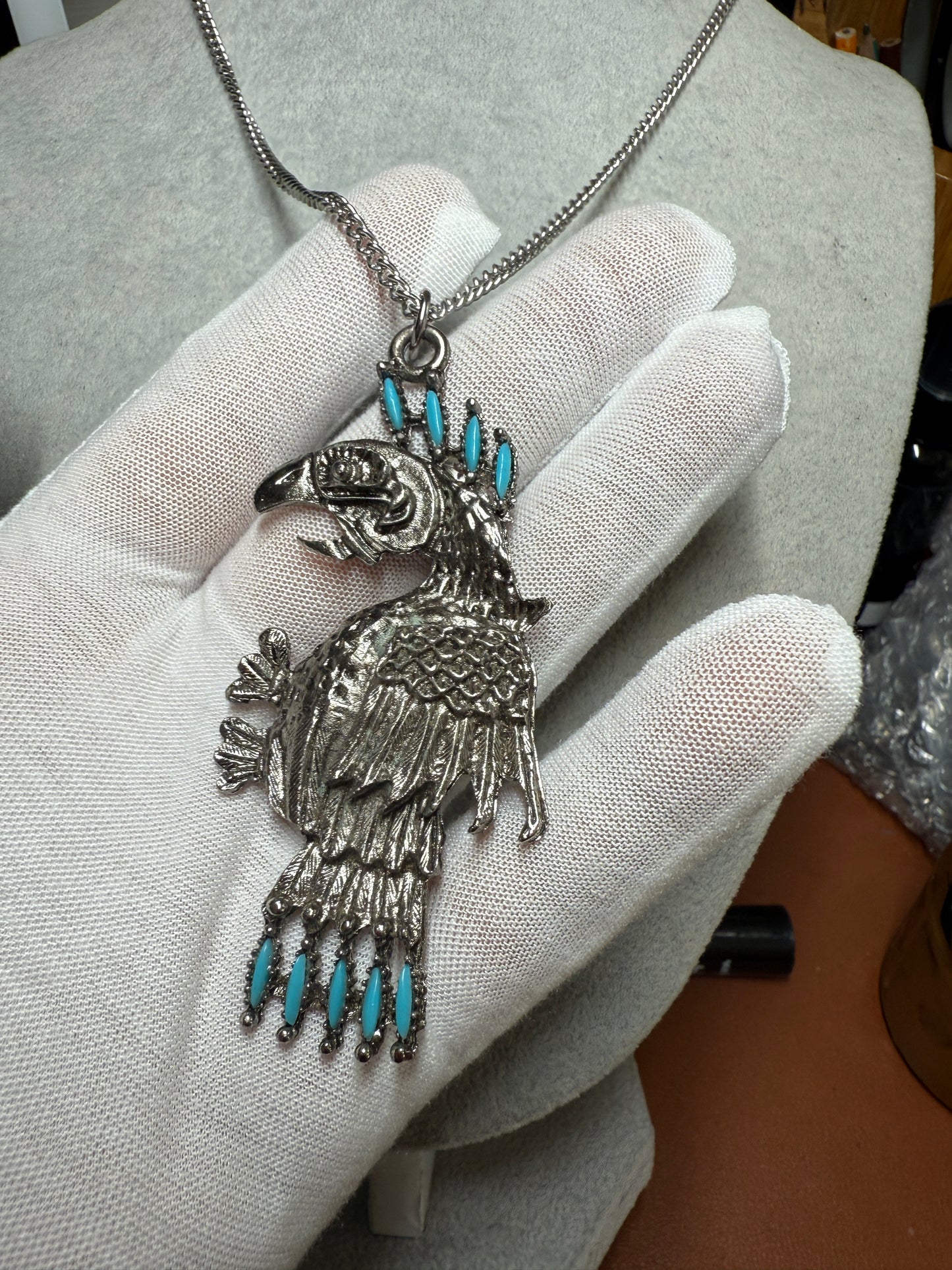 Aztec Emperor Cuauhutemoc's Eagle Pendant, 24" Necklace, Mexica, Mexico (H) (NE)