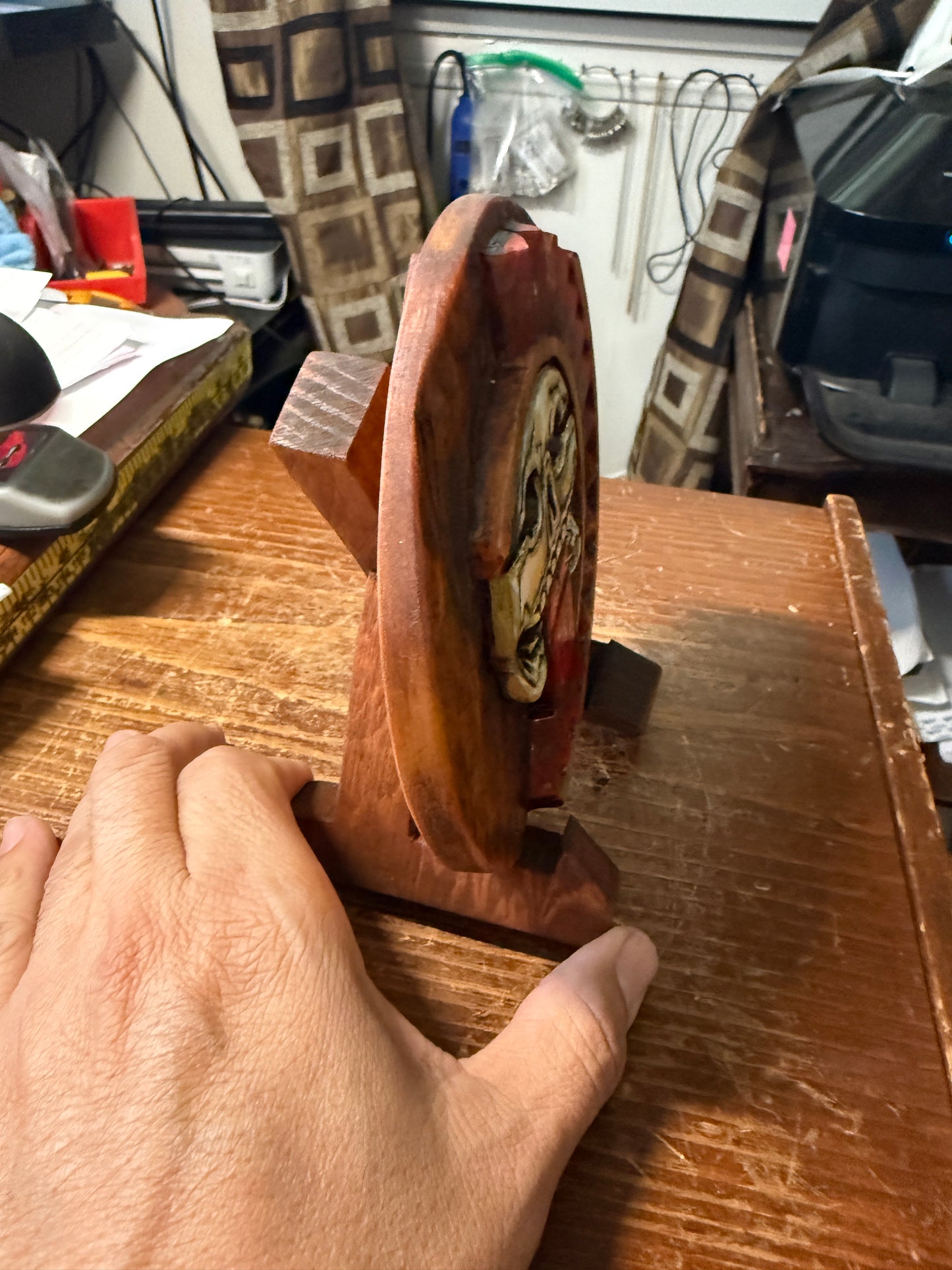 Aztec Piedra De Muerte plaque wooden carving, Mexica, Mexico, Mexican, Handmade