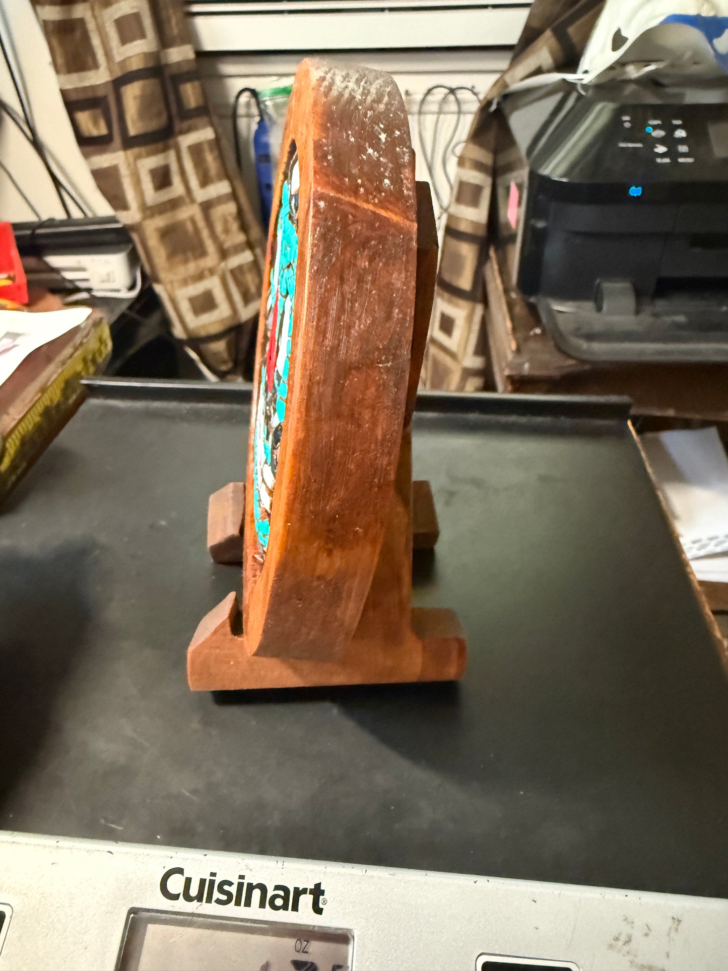 Aztec Tezcatlipoca plaque wooden carving art, Mexica, Mexico, Mexican, Handmade