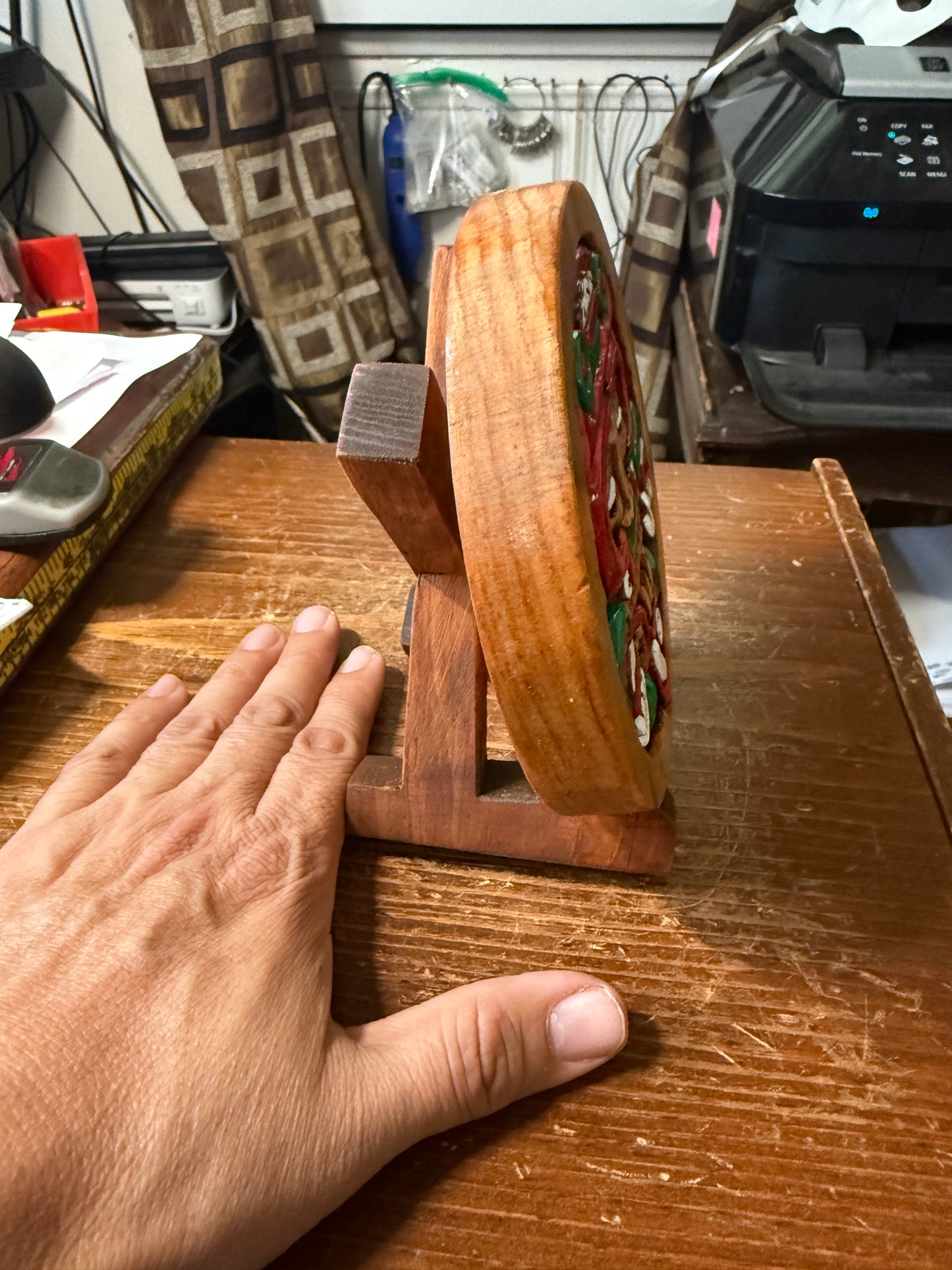 Aztec Tonatiuh plaque wooden carving art, Mexica, Mexico, Mexican, Handmade