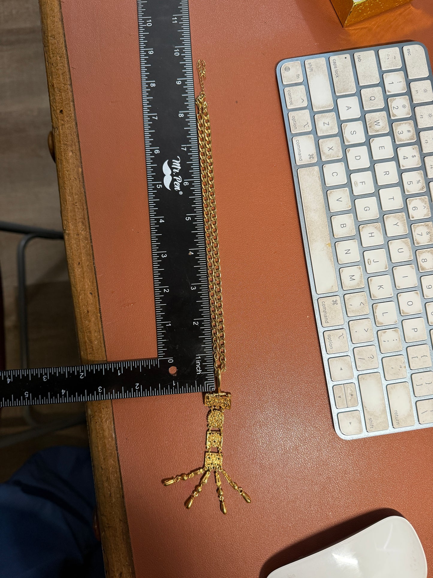 Excellent Rare Vintage Aztec Gold Plated Alloy Pin Brooch, by Salvador Teran for Marbel SA Mexico 1950s (#H)