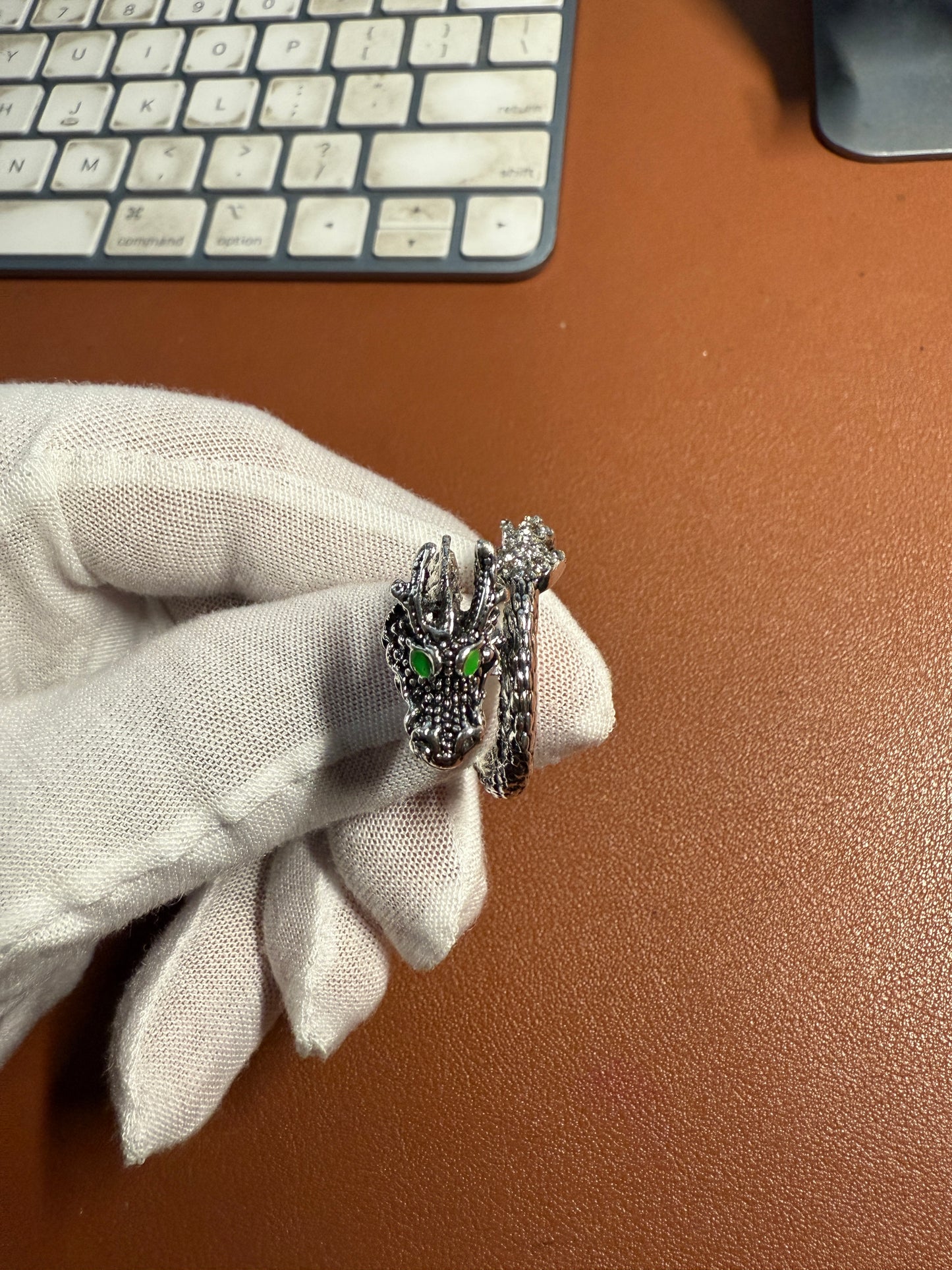 Quetzalcoatl, Kukulkan, Dragon, Alloy Ring, Chrome, Adjustable (#6)