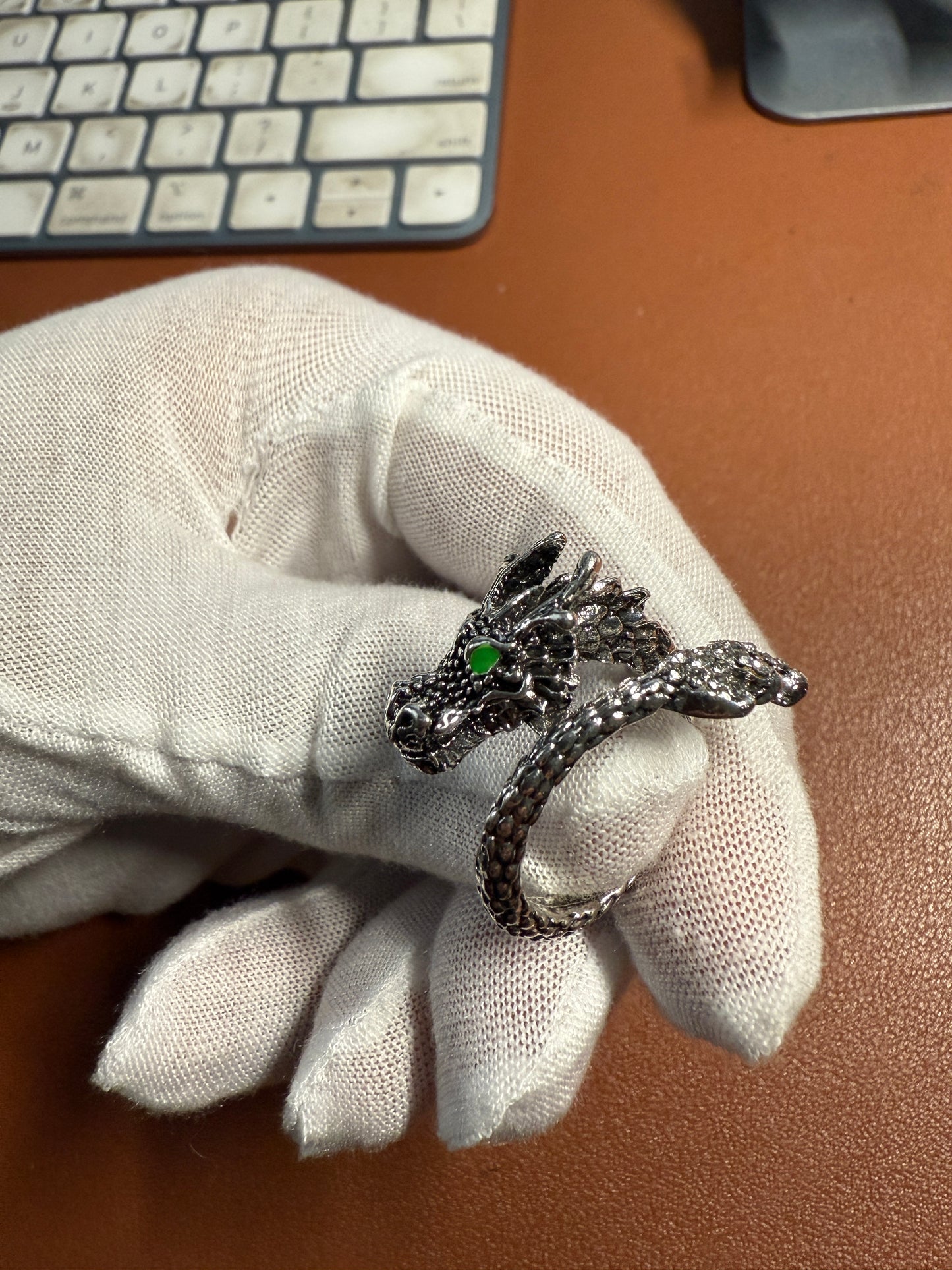 Quetzalcoatl, Kukulkan, Dragon, Alloy Ring, Chrome, Adjustable (#6)