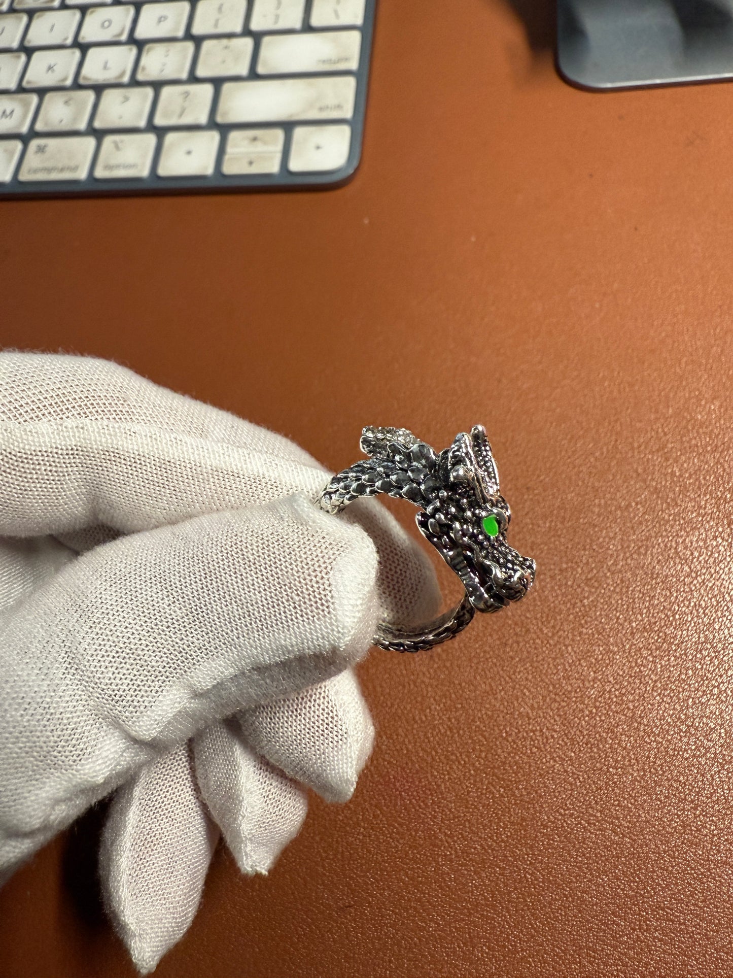 Quetzalcoatl, Kukulkan, Dragon, Alloy Ring, Chrome, Adjustable (#6)