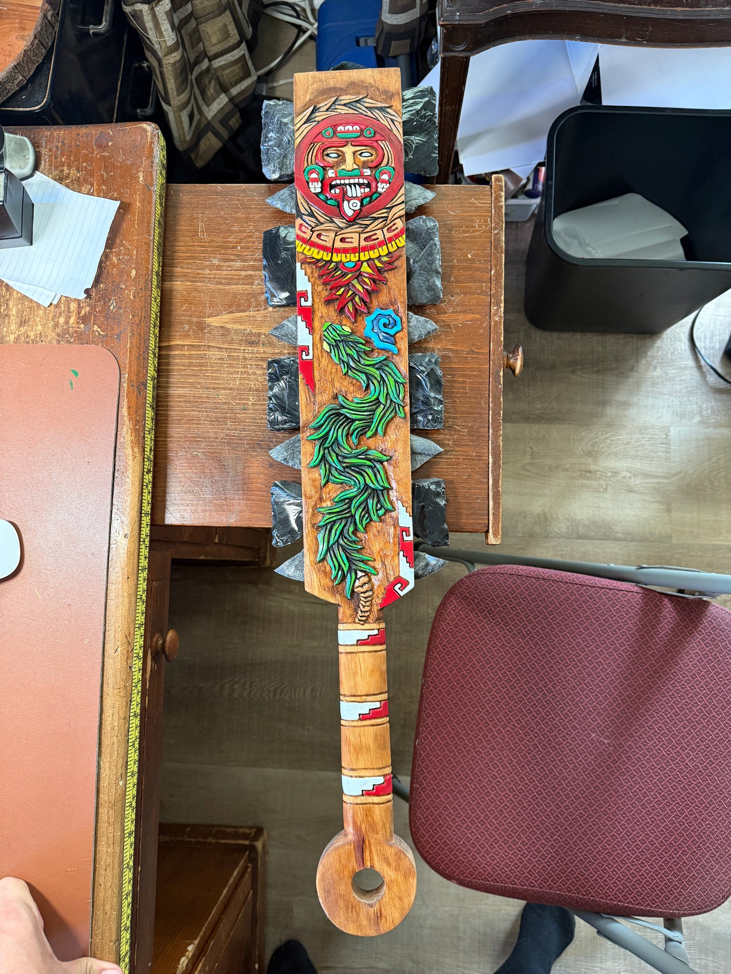 The Mexican Sun Tonatiuh Aztec Macuahuitl Quetzalcoatl Kukulkan Warrior Sword Club