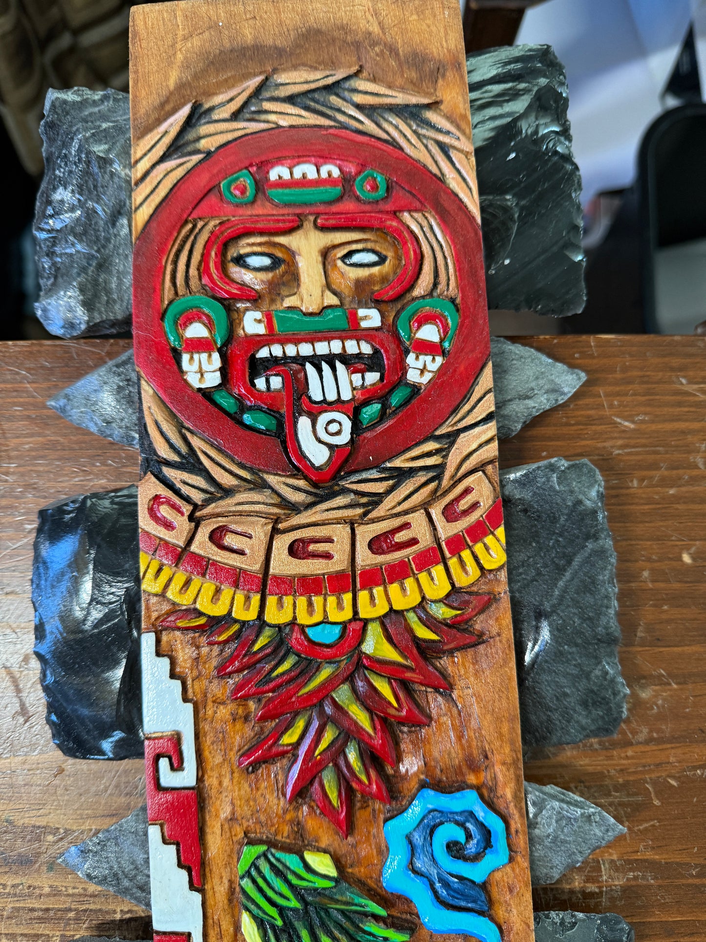 The Mexican Sun Tonatiuh Aztec Macuahuitl Quetzalcoatl Kukulkan Warrior Sword Club