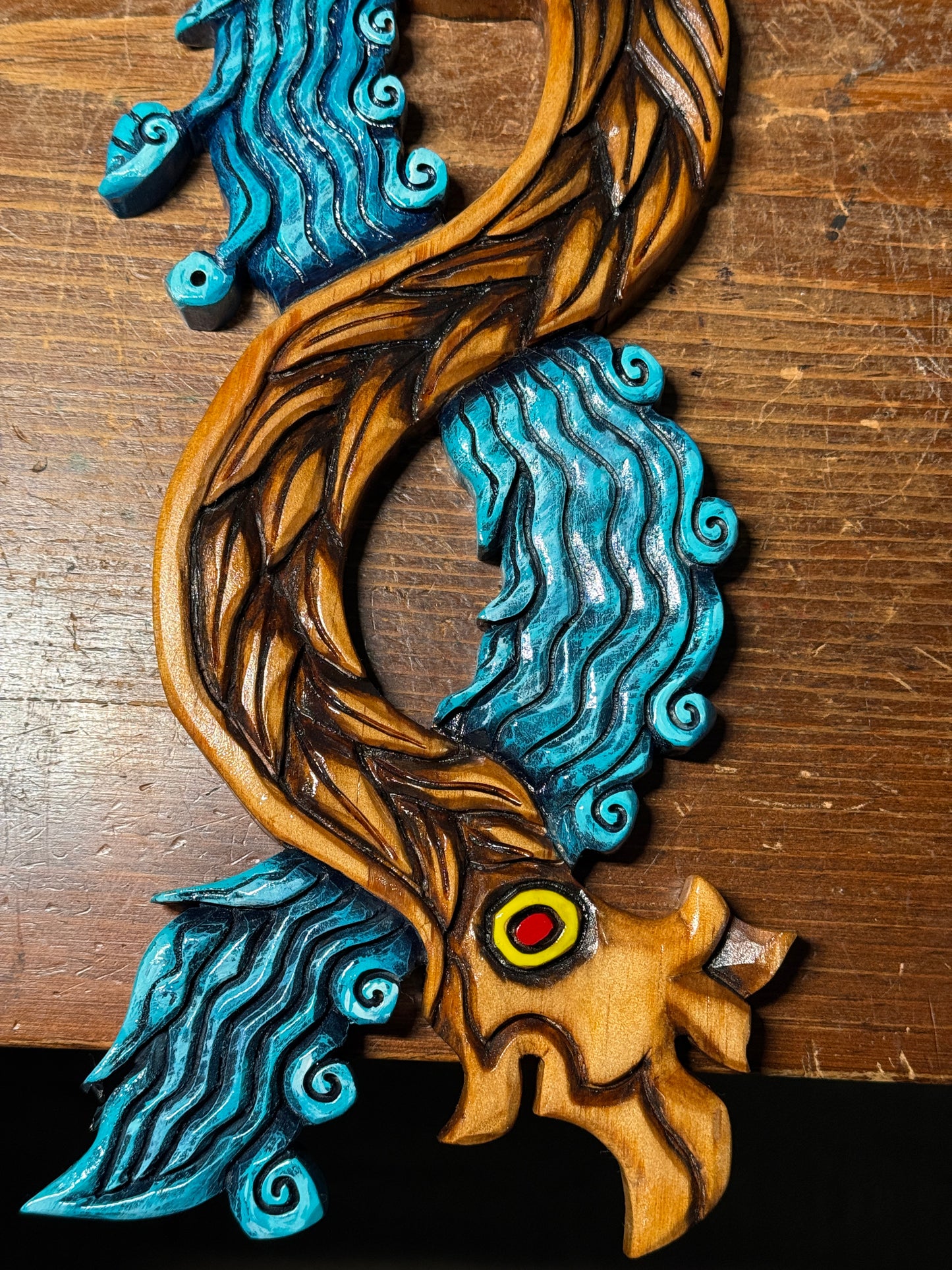 Handmade Aztec Tezcatlipoca Wooden Plaque, Mexico, Carving, Mexica, Tribal Rare