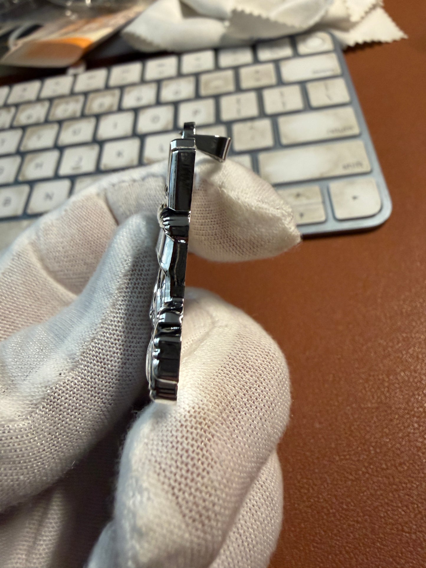 Tlaloc Pendant, Silver Tone, Aztec Rain God, 1.5", 5.3mm bail, Metal Alloy #3