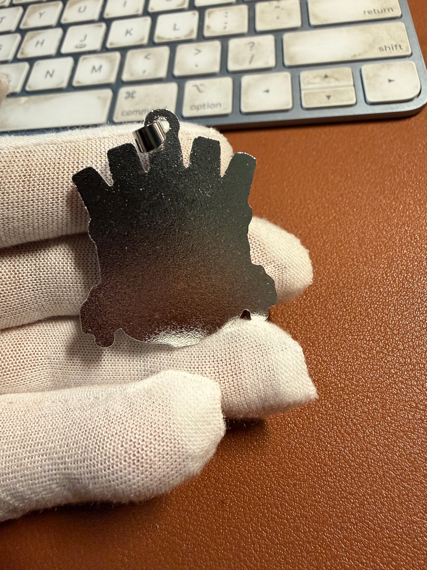 Tlaloc Pendant, Silver Tone, Aztec Rain God, 1.5", 5.3mm bail, Metal Alloy #3