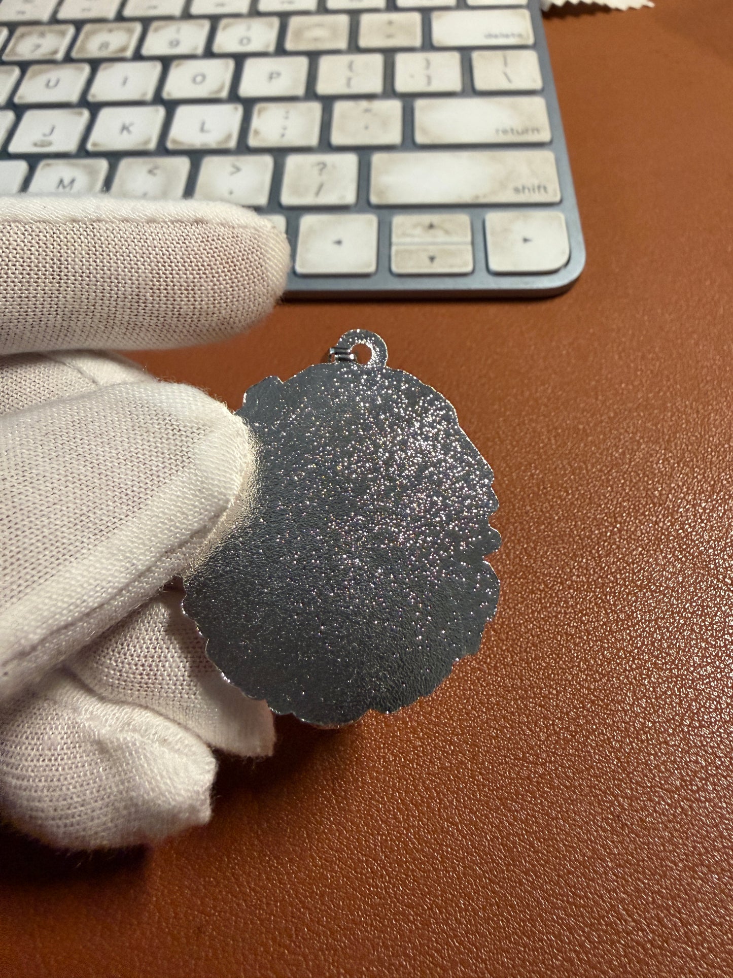 Coyolxuahqui Pendant, Silver Tone, Aztec Moon Goddess, 1.5", 5.3mm bail, Metal Alloy #10