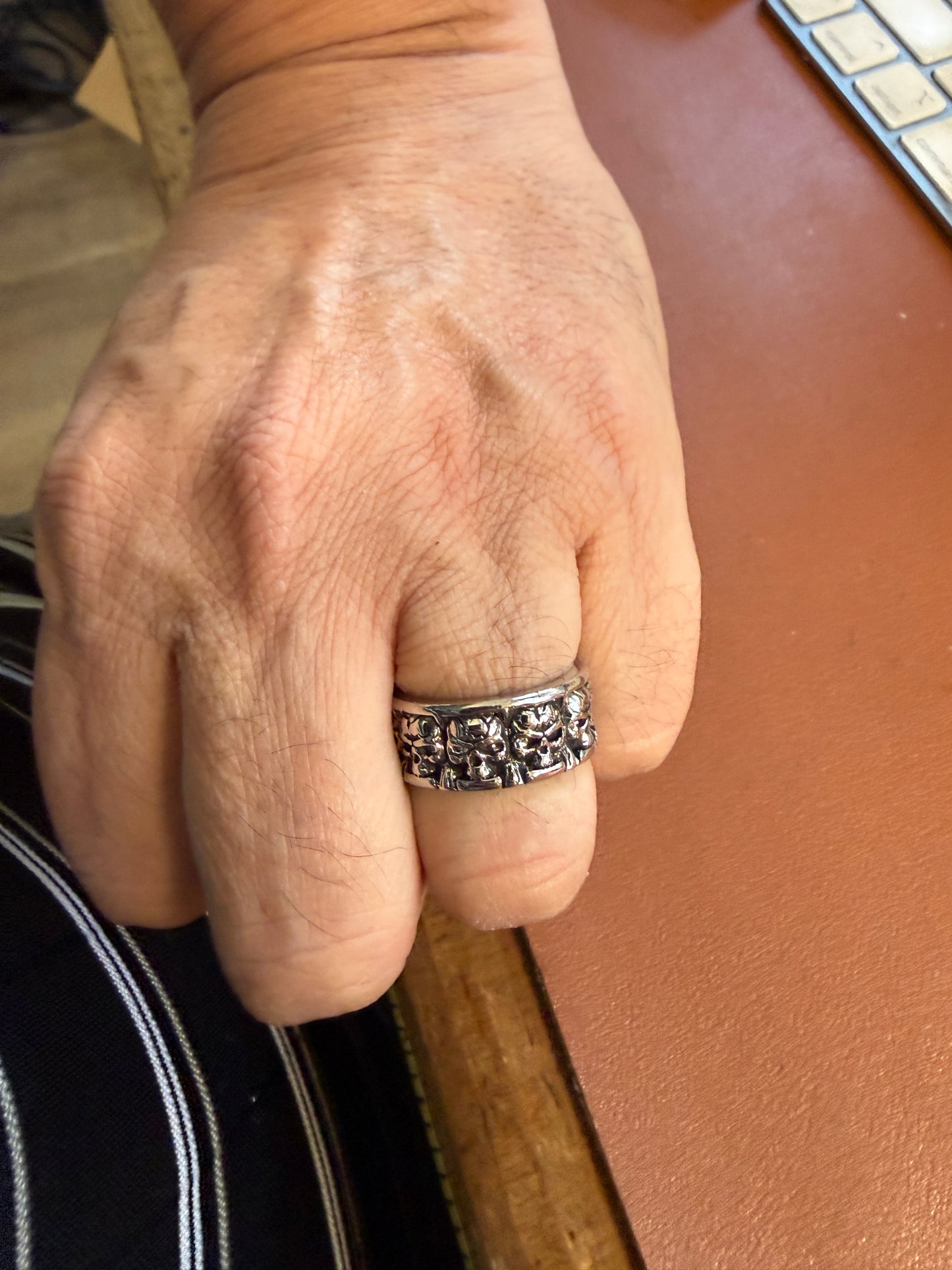 Aztec Tzompantli Mictlantecuhtli Skull Rack Band Ring, Death, Gothic, Dead (storage #8)