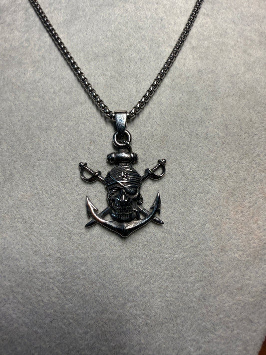 Pirate Pendant, Pirates Of The Caribbean Necklace, Anchor, Swords, Eye Patch #8