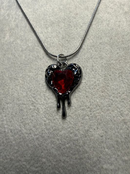 Aztec Bleeding Heart Necklace, 18" chain, 1" pendant, Mexican, Mexico (#3)
