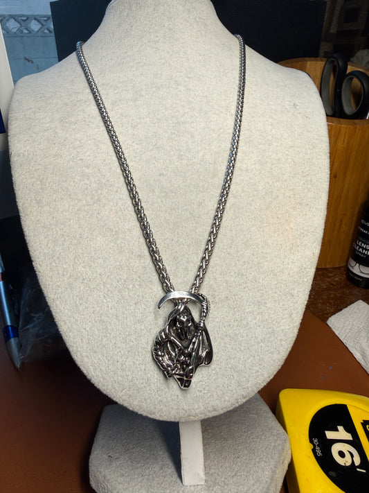 Death Angel Santa Muerte Grim Reaper Pendant Necklace Alloy Mexcian Mexico (#8)