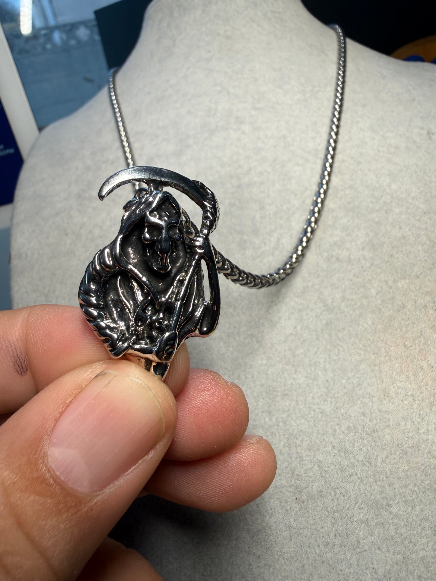 Death Angel Santa Muerte Grim Reaper Pendant Necklace Alloy Mexcian Mexico (#8)