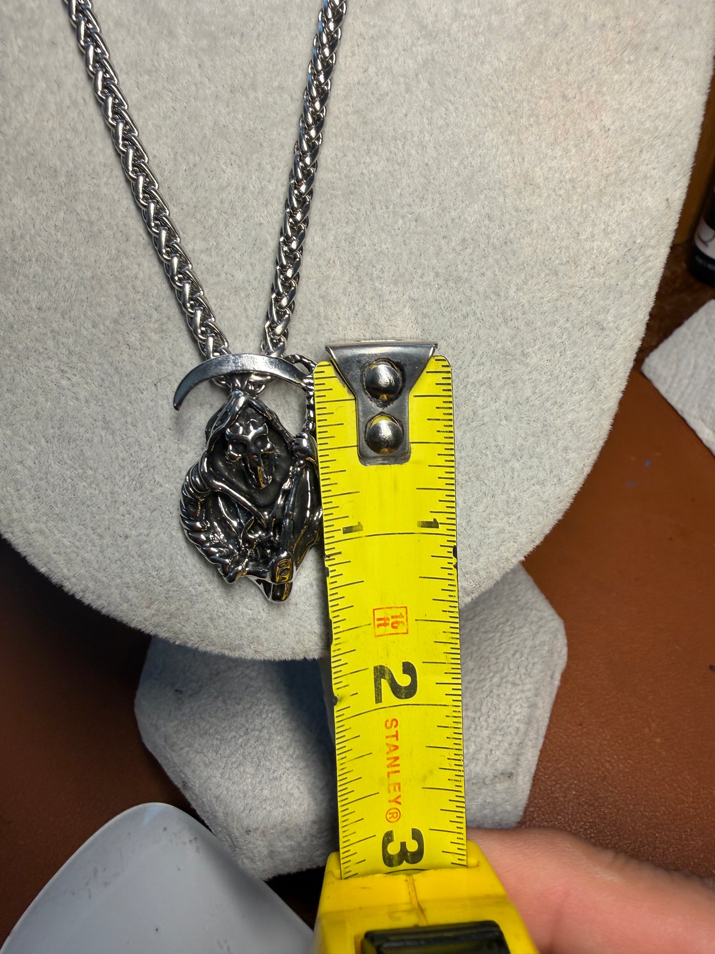 Death Angel Santa Muerte Grim Reaper Pendant Necklace Alloy Mexcian Mexico (#8)