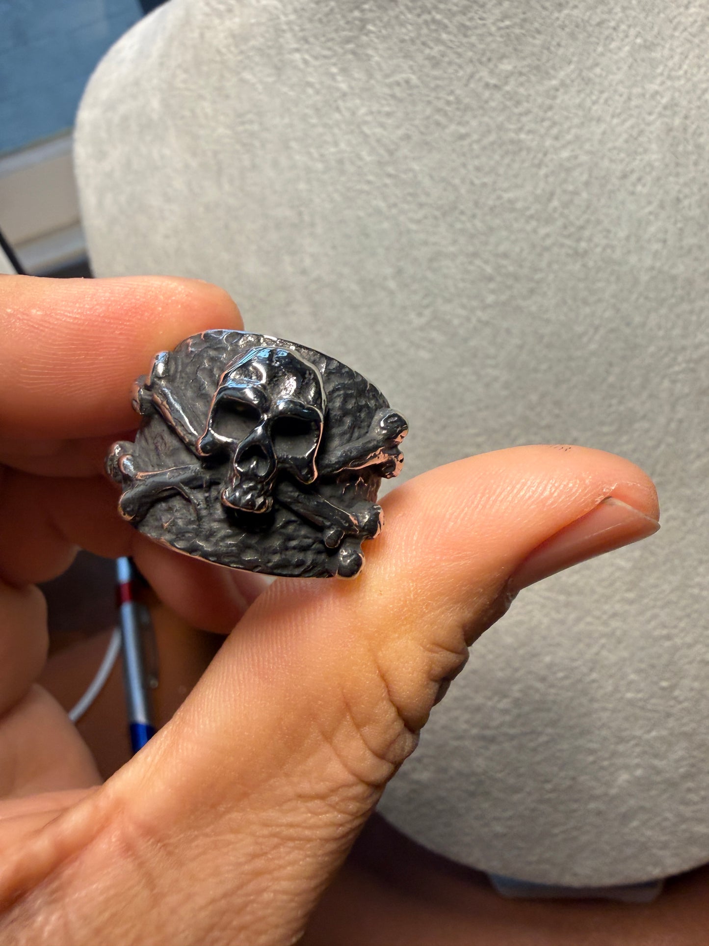 Pirate Skull & Crossbones Ring – Pirate Biker Style – Wide Band - Metal Alloy #4