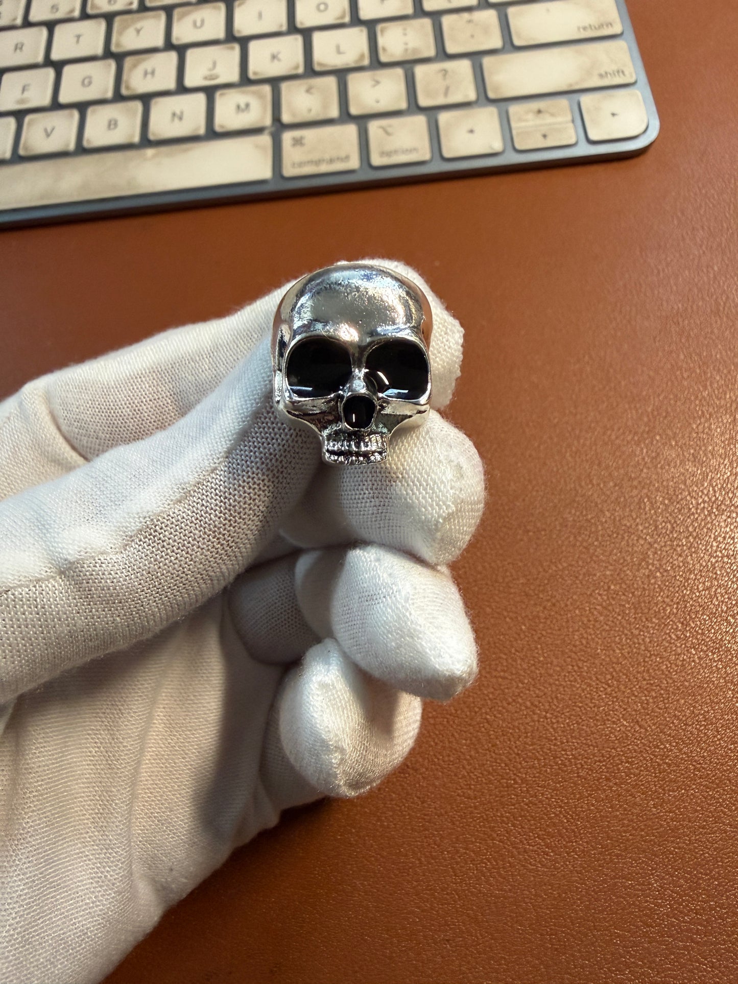 Aztec Halloween Skull Pin Punk Skeleton Badge Gothic Brooch Chrome Alien #4