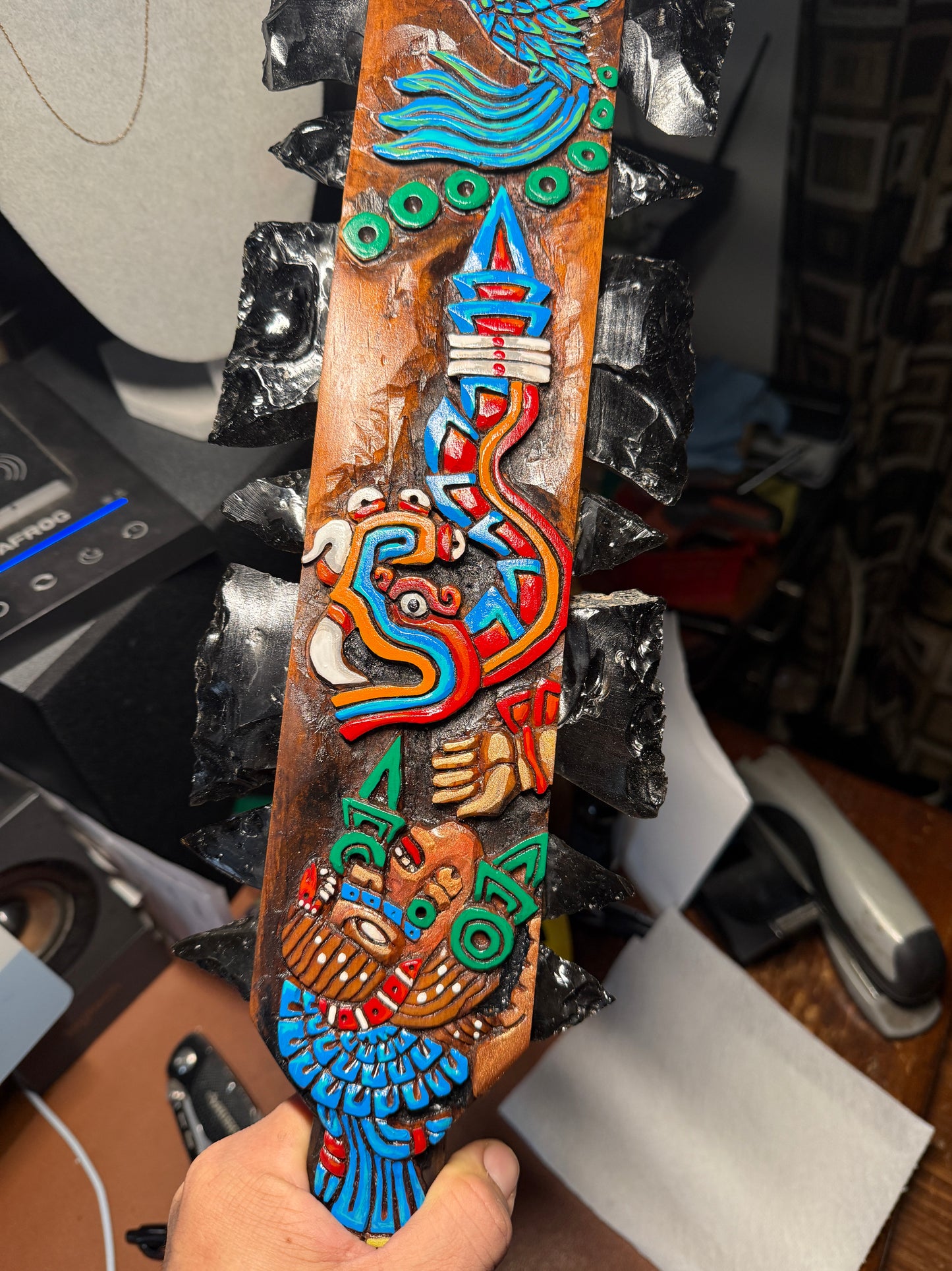 Aztec Macuahuitl Mictlantecuhtli, Coatlicue, Kukulkan, Coyolxuahqui, Huitzilopochtli Sword Club