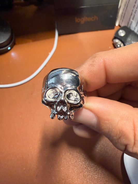 Pirate Skull Ring – Pirate Biker Style – Aztec - Rocker, Chrome Metal Alloy #14