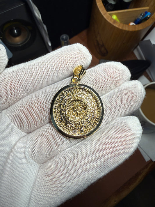 Aztec  Calendar Charm Pendant Gold Plated, Oro Color, Calendario Azteca Jewelry #5