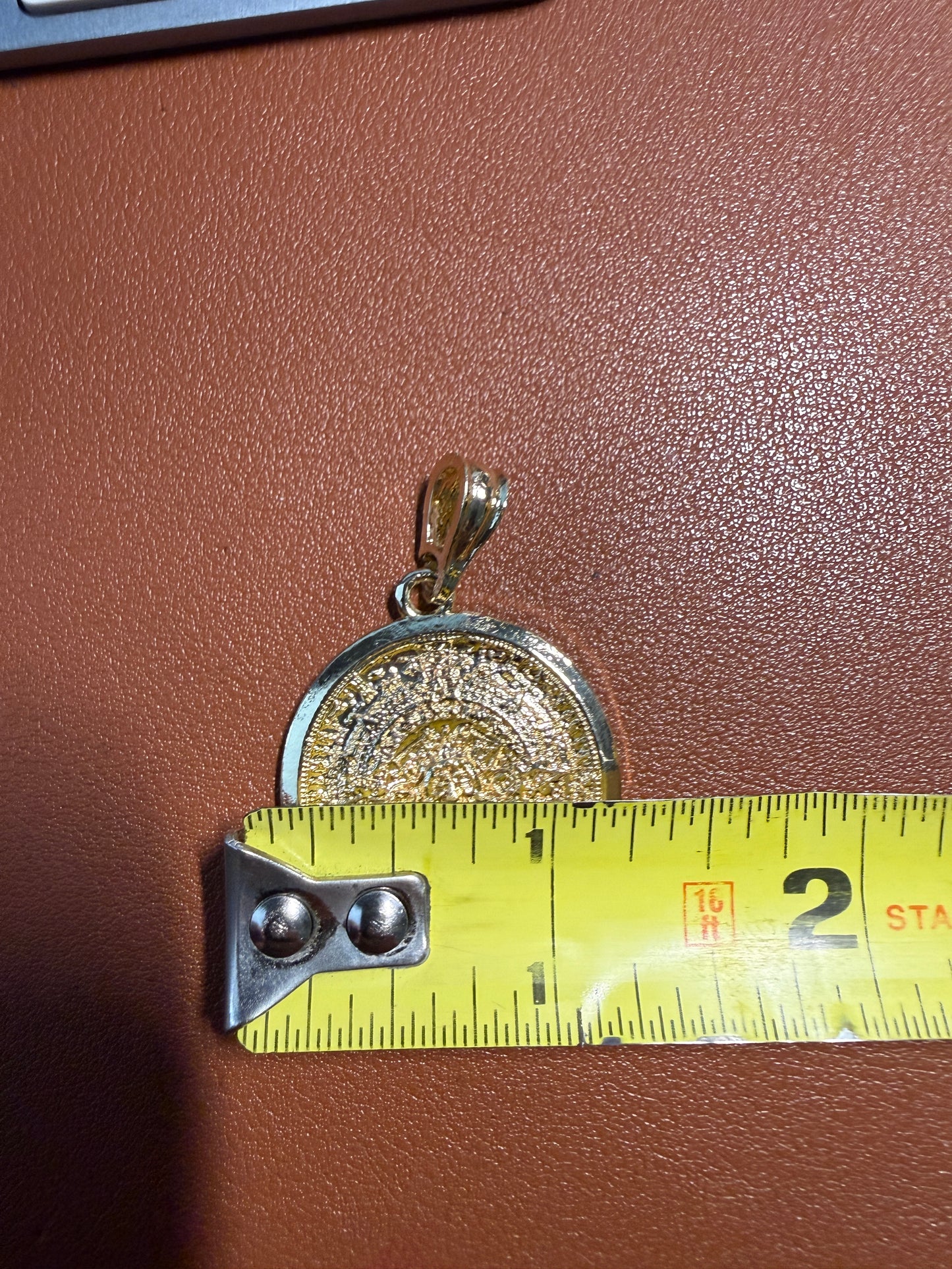 Aztec  Calendar Charm Pendant Gold Plated, Oro Color, Calendario Azteca Jewelry #5