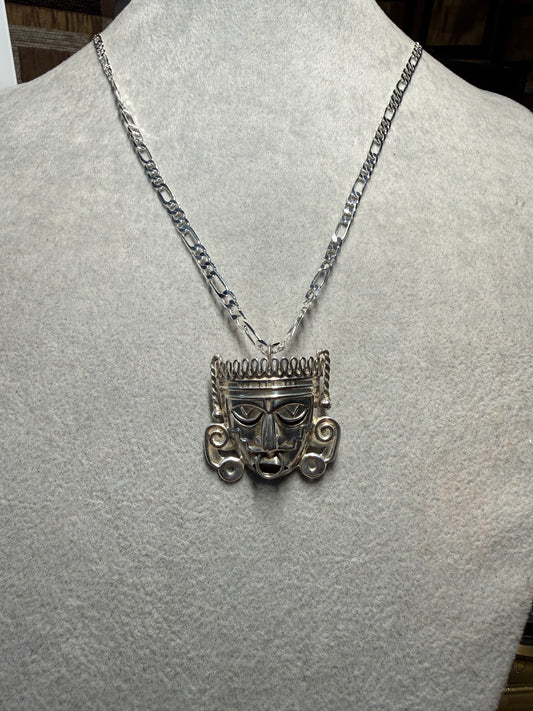 Rare Large Xipe Totec Aztec God Brooch Pin Pendant, Sterling Silver, 925, Vintage, Antique, Relic (#3)