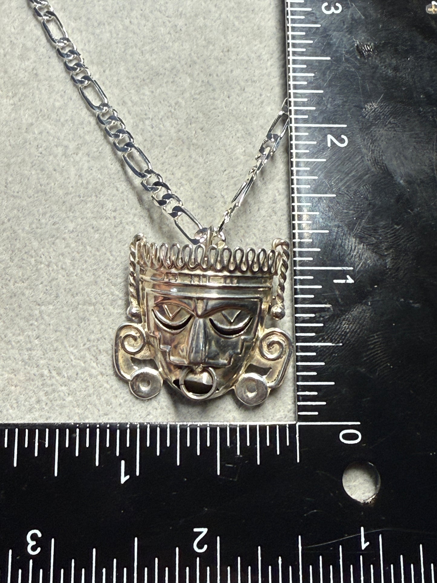 Rare Large Xipe Totec Aztec God Brooch Pin Pendant, Sterling Silver, 925, Vintage, Antique, Relic (#3)