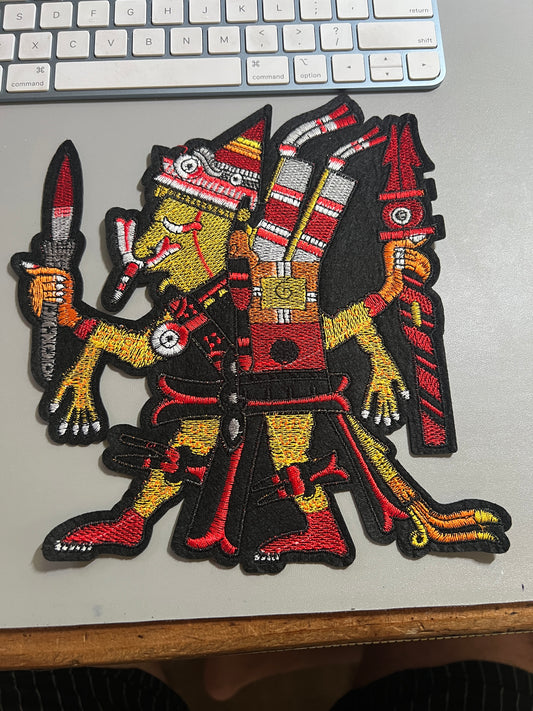 Large Xipe Totec Aztec God Patches, 9 in. iron-on patches, Mexico, Mexica, (#27)