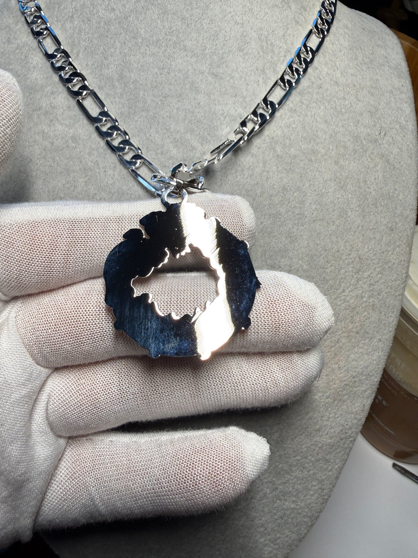 Aztec Quetzalcoatl Mayan Kukulkan Dragon Necklace, Silver Tone Metal, Mexican #H